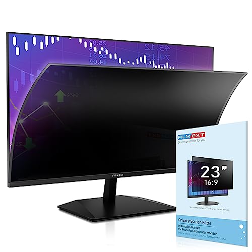 2026 Upgrade 23 Inch Computer Privacy Screen Filter | Monitor Privacy Screen for 16:9 All-in-One Desktop/Frameless Monitor, Bubble Free Anti Spy Blue Light Filter for Computer - size: 23" 16:9 Frameless Monitor