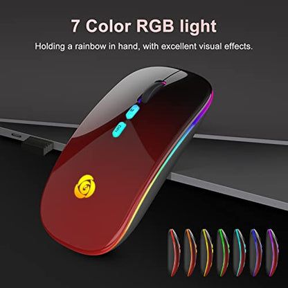 CC Store Wireless Mouse for Laptop,USB-C Rechargeable with Dual Connection | Bluetooth mouse with 2.4GHz USB receiver, silent slim design, adjustable DPI for laptop,MacBook,PC and tablet,Black-red - color: Black-red