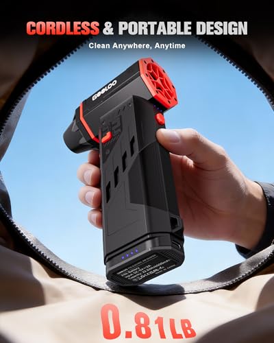 GOOLOO F5S Compressed Air Duster, 180000RPM Super Power, 3-Speed Adjustable | 4 Nozzles, Deep Cleaning for PC, Keyboard, Car&Home, Rechargeable Electric Handheld Blower Replaces Canned Air - size: Single Battery-F5S