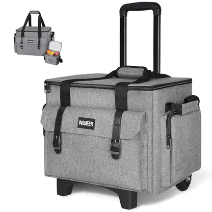 INSMEER Rolling Teacher Bag with Wheels,Wheeled Teacher Tote Bag with Insulated Lunch Bag,with Padded Laptop Compartment - color: Grey
