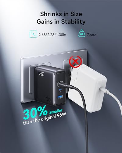 INIU 100W GaN USB C Charger, 3-Port Compact Fast Charging Block with 5ft 100W USB C Cable, Foldable Travel Laptop Charger for MacBook Pro Air 15 14, iPhone 17 16 Pro Max Samsung S26 S25 Dell etc White - color: White