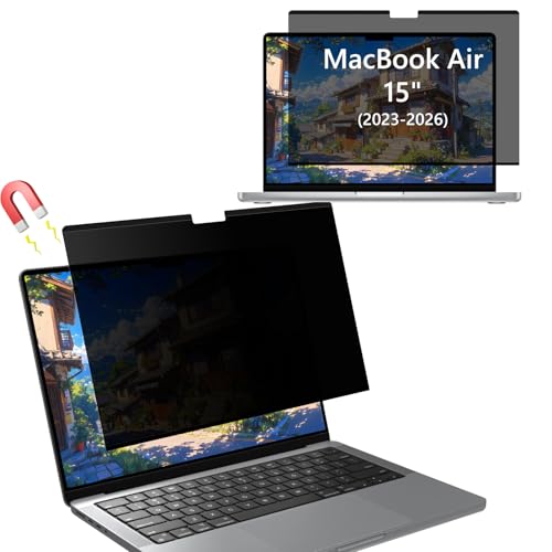 Magnetic Privacy Screen for MacBook Air 15 Inch (2026 M5 / 2025 M4 / 2024 M3 / 2023 M2), Removable Privacy Laptop Shield, Anti Glare Blue Light Anti-Spy Filter for MacBook Air 15" - size: MacBook Air 15"