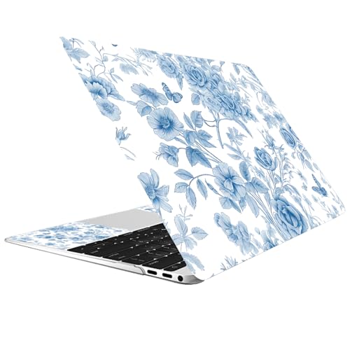 CREATCABIN Blue Flowers Laptop Skin Sticker Decal Netbook Skin Sticker Notebook Art Decal 12" 13" 13.3" 14" 15" 15.4" 15.6 Inch Laptop Protector Cover Waterproof Scratchproof Removable Easy to Apply - style: Blue flower