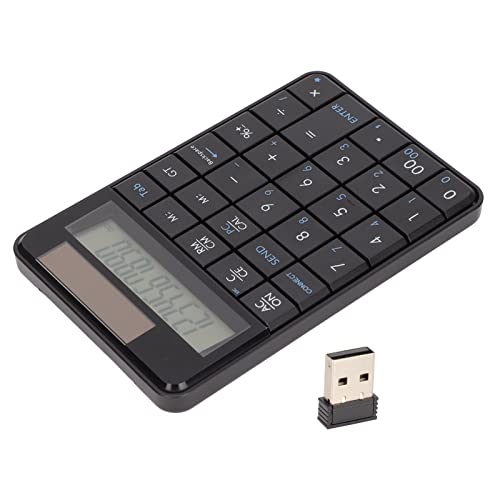 Focket Number Pad, 2.4GHz Wireless Numeric Keypad, Solar Powered Ergonomic 29 Keys USB Number Pad with Plug and Play Portable Design for Laptop PC Desktop Computer