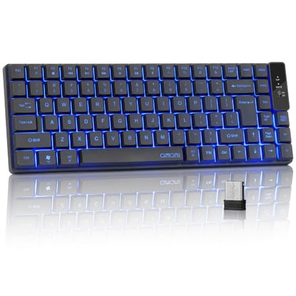 CHONCHOW Wireless Keyboard, Rechargeable Mini Quiet Keyboard, Thin Tenkeyless Design, 87 Key RGB Backlit, Small Compact Keyboard, Light Up Mechanical Feel Keyboard for Xbox PS4 PS5 PC Laptop Gamer