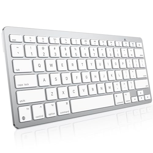 OMOTON Wireless Keyboard for Mac, Bluetooth Keyboard for Mac - No Number Pad, Compact Travel Design for Coffee Shop, Home Office, macOS Function Keys, Compatible with MacBook Pro/Air/iMac, Silverwhite - color: Silverwhite