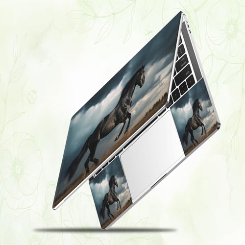 Laptop Skin Sticker Decal, Universal Reusable Vinyl Laptop Cover for 12" 13" 13.3" 14" 15" 15.4" 15.6" Notebook PC, Waterproof Scratch-Resistant with 2 Wrist Pads, Easy to Apply & Remove,Black Horse - color: Black Horse