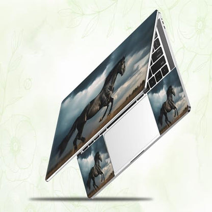 Laptop Skin Sticker Decal, Universal Reusable Vinyl Laptop Cover for 12" 13" 13.3" 14" 15" 15.4" 15.6" Notebook PC, Waterproof Scratch-Resistant with 2 Wrist Pads, Easy to Apply & Remove,Black Horse - color: Black Horse
