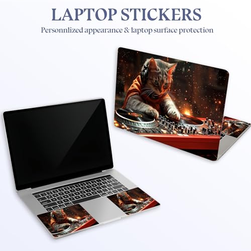 Universal Laptop Skin Sticker Decal,15.6 Inch Laptop Vinyl Cover for 13" 14" 15.6" Laptop,Scratch-Resistant Waterproof Protector Wrap,Reusable with Wrist Pads,DJ Cat Mixer - color: DJ Cat Mixer