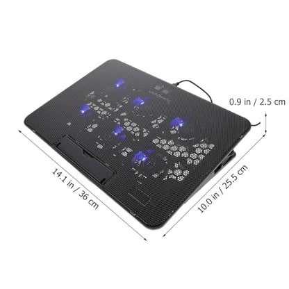 Homoyoyo Laptop Cooling Pad with 6 Fans 15.6-inch Silent Laptop Cooler Stand Holder for Gaming and Work Black Adjustable Cooling Base
