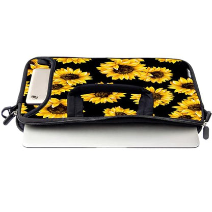 10 inch Messenger Bag Carrying Case with Handle Accessory Pocket Fits 7 to 10-Inch Laptops/Notebook/Kids Tablet (7-10.2 inch, Sunflowers) - color: Sunflowers, size: 7-10.2 inch