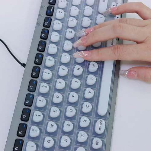 Keyboard Cover for Long Nails Compatible with MacBook Pro 13 inch M2 2023, 2022, 2021 2020 M1 A2338 A2289 A2251&Compatible with MacBook Pro 16 2020 2019 A2141 Touch ID, US ANSI (White & Heart) - color: White