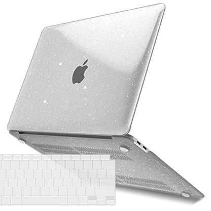 IBENZER Compatible with New MacBook Air 13 inch Case 2022 2021 2020 M1 A2337 A2179 A1932, Plastic Hard Shell Case with Keyboard Cover for Mac Retina Display with Touch ID, Star Clear, AT13-S-CL+1 - color: Star Clear