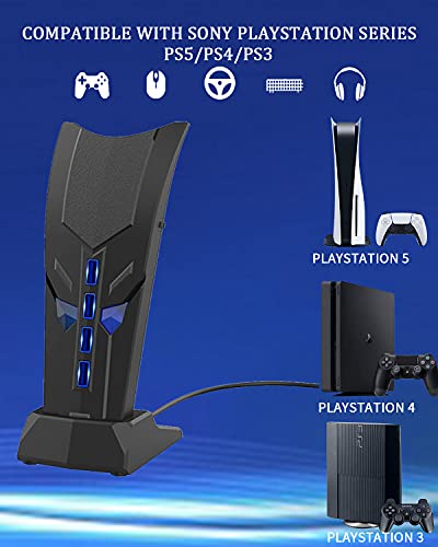 4-Port USB Hub for PS5, High-Speed Splitter Expander Adapter Extension for PS5/PS4/PS3, Xbox One/360, Xbox Series, Switch, PC, Tablet, Mac, Mouse, Keyboard With USB Station