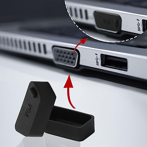 uxcell Silicone VGA Female Port Cover Anti Dust Cap, Port Plug Protector for D-Sub Serial 16mm x 9mm 10pcs Black
