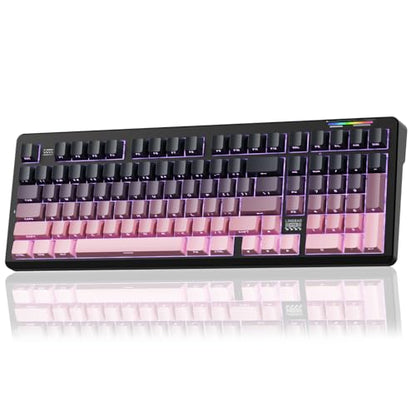 LINGBAO K98 Wireless Mechanical Gaming Keyboard, Tri-Mode Gasket Hot Swap | Linear Switches Creamy Keyboard with Number Pad,96% Layout RGB Backlit Mechanical Keyboard for PC Laptop, Custom Software - color: K98 | 10000mAh | Gradient Black Pink