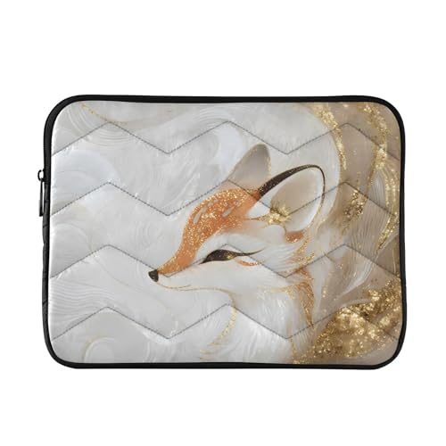 Oriental Fox Gold 13” Quilted Laptop Sleeve Case Soft Notebook Protector Bag Computer Carrying Case - color: oriental fox gold, size: Medium