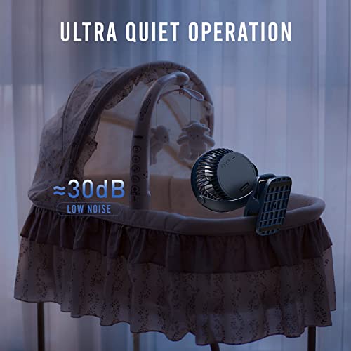 Shinebella AA Battery Powered Clip on Fan with 4-Speed, 5’’ Small Desk Fan with Aroma Function, USB Powered, 360°Rotation, Ultra Quiet, for Golf Cart, Stroller, Bedroom,Car(Batteries Not Included)