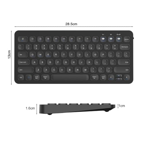 Keyboard, Wireless Bluetooth Keyboard, Multi-Device Ergonomic, Wireless, Compatible with Laptop/PC/Notebook/MacBook/Computer, for iPhone/iPad/iPad mini/iPad Air/Smart TV - color: BK