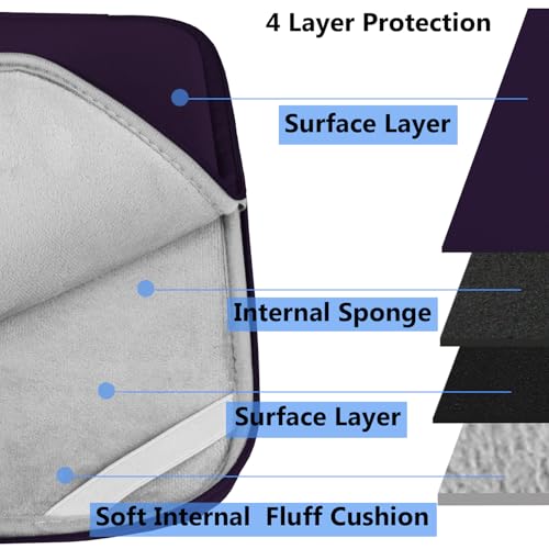 Laptop Sleeve Case 14 inch, Shockproof Protective Computer Cover Flip Case Briefcase Carrying Bag Compatible with 14" HP, Lenovo, Asus, Acer, Notebook, Chromebook Computer, Dark Purple - color: Dark Purple, size: 14 Inch