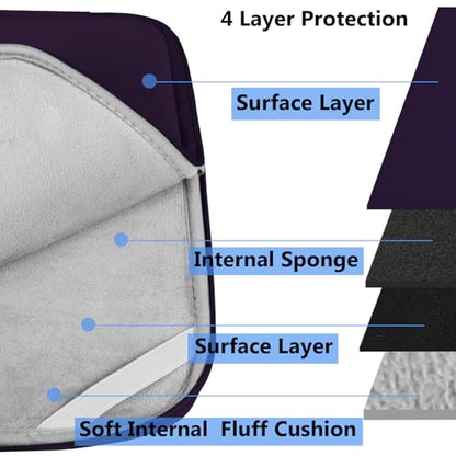 Laptop Sleeve Case 14 inch, Shockproof Protective Computer Cover Flip Case Briefcase Carrying Bag Compatible with 14" HP, Lenovo, Asus, Acer, Notebook, Chromebook Computer, Dark Purple - color: Dark Purple, size: 14 Inch