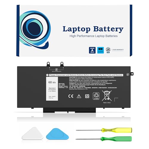 68Wh 3HWPP Laptop Battery Replacement for Dell Latitude 5410 5510 5401 5411 5501 5511 Precision 3541 3551, Inspiron 7706 2-in-1, 17 7500/7506 2-in-1 Black 10X1J N2NLL 1VY7F 451-BCMN 15.2V - size: 9.38*4.13*0.25inch 3HWPP