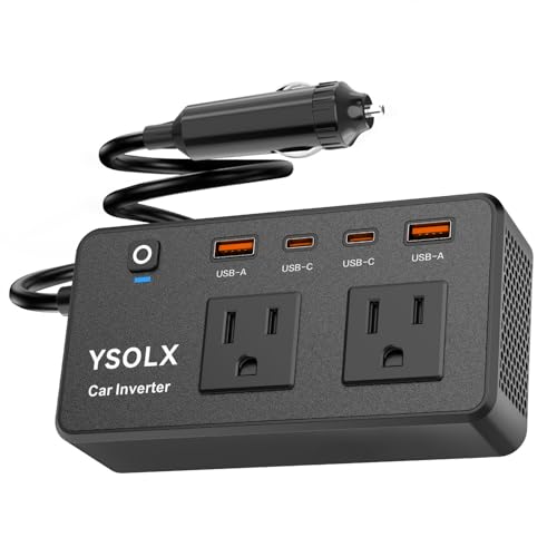 300W Portable Charger Car Power Inverters for Vehicle | 24W USB A/C,Dual 12V-110V AC Car Plug Adapter Outlet,Cigarette Lighter Adapter for Laptop/Camping/Road trip essentials - color: Black