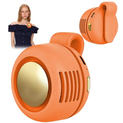 Portable Clip-On Fan, Mini USB Rechargeable 360° Rotatable Fan, Personal Fan 3-Speed Silent Mini Bladeless Fans (Orange) - color: 1 pack (A-Orange)