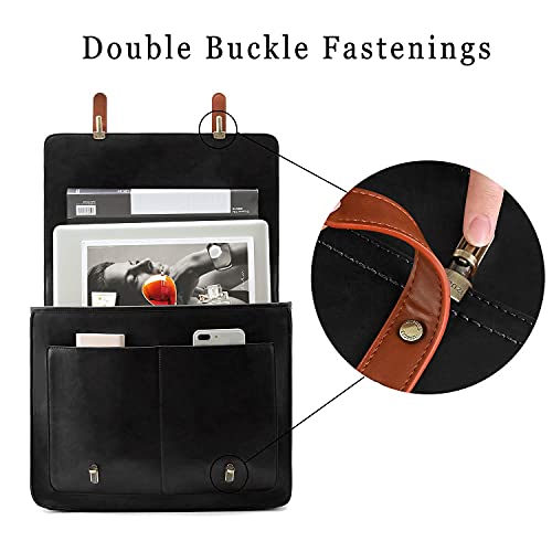 ECOSUSI Women Briefcase PU Leather Laptop Bag Large Shoulder College Satchel Bagfit 15.6" Laptop - color: Black & Brown