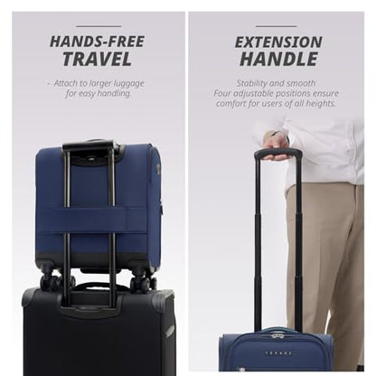 Verage Underseat Carry On Luggage with Wheels,14-Inch,Navy | Personal Item Bag,Airline Approved, Laptop Compartment, USB Charging Port - color: Navy, size: 14-Inch Compact Underseat