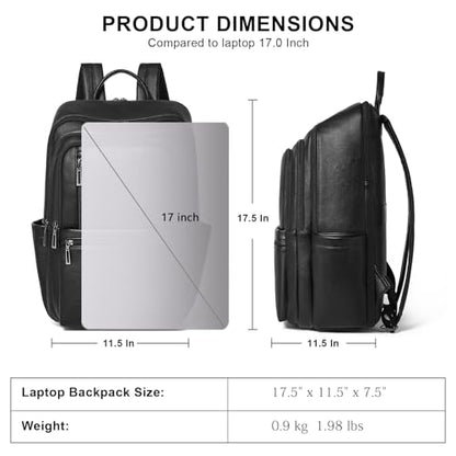Leather Laptop Backpack for Women, 17 inch Large Travel Laptop Backpack Purse for Casual Daypack College Work Bag - color: Black