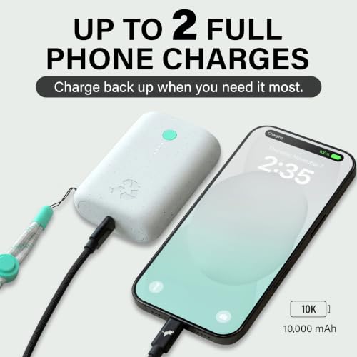 Nimble Champ Portable Charger, 10000mAh Power Bank, 20W Dual USB-C Charging | Compatible with iPhone, Samsung, Tablet, iPad, MacBook, Travel Essential Power Bank with 2ft USB C Cable Included - color: Luna White