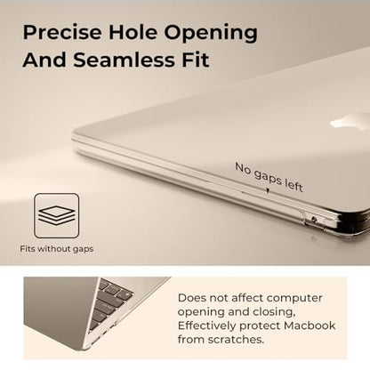 EooCoo Case Compatible with MacBook Air 15 inch 2024 2023 Release M3 A3114 M2 A2941 Liquid Retina Display, Plastic Hard Shell Case + Keyboard Cover + Screen Protector, Crystal Starlight | Easy to Install, Sturdy, Plastic Hard Shell Case & Keyboard Cover &