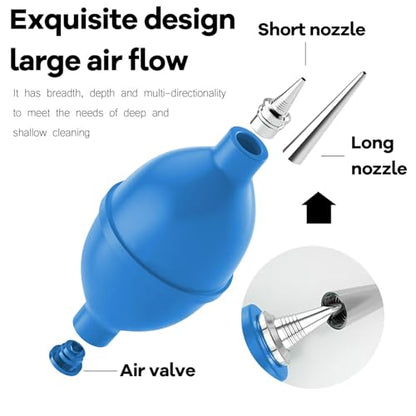 Strong Air Blower Blaster Pump Dust Cleaner Include Micro Fiber Cleaning Cloth, Bulb Blower for Digital SLR Lens Sensor LCD Screens Musical Instruments Keyboards Telescope Filtersl(Blue)