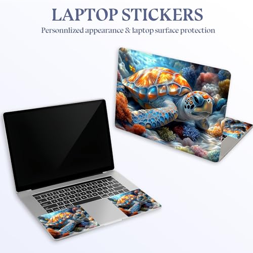 Universal Laptop Skin Sticker Decal,15.6 Inch Laptop Vinyl Cover for 13" 14" 15.6" Laptop,Scratch-Resistant Waterproof Protector Wrap,Reusable with Wrist Pads,Rainbow Sea Turtle Reef - color: Rainbow Sea Turtle Reef