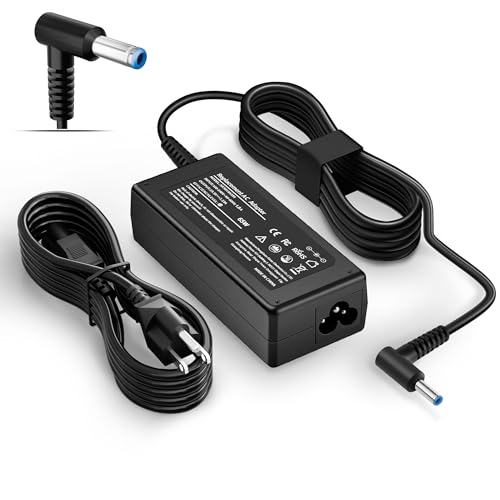 Laptop Charger Compatible with HP Laptop 65W 45W Computer Charger Smart Blue Tip Power Adapter - color: Black2