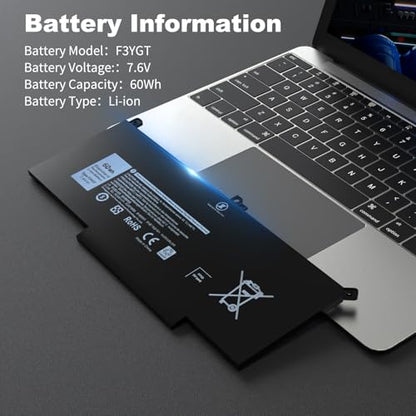 F3YGT 60Wh Battery for Dell Latitude 7480 7490 7290 7380 7280 7390 E7490 E7480 E7280 12 7000 13 7000 14 7000 Series, DM3WC KG7VF 451-BBYE DM6WC 453-BBCF 0DM3WC 2X39G P73G002 P73G P28S P28S001 - size: 9.6 * 4.1 * 0.2 Inch F3YGT