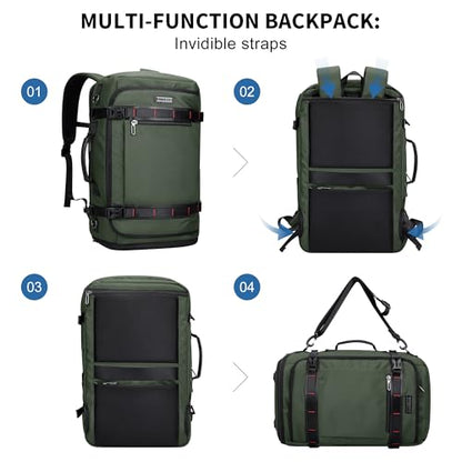 WITZMAN Travel Backpack for Men 35L TSA Friendly Flight Approved | Nylon Laptop Backpack Multi-pocket Fits 16 Inch, Carry-on Luggage, Shoe Compartment, For Business Trip, Vacation, B718 Green - color: Army Green