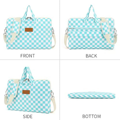canvaslife Waterproof Pattern Resistant Laptop Shoulder Messenger Bag for Pro 16 inch and 15.6 inch-16 inch Laptop (Ice blue Checker) - color: Ice Blue Checker, size: 15 inch/15.6 inch