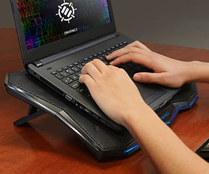 ENHANCE Cryogen 5 Gaming Laptop Cooling Pad Stand - Laptop Cooler with 7 Adjustable Height Settings & Dual USB Ports up to 17 inches - 1 Ultra Quiet High Performance LED Fan 800 RPM - Blue - color: Blue