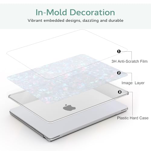 B BELK Compatible with MacBook Air 13 inch Case M5 2026 2025 2024-2022 M4 M3 M2 A3449 A3240 A3113 A2681, Plastic Hard Shell+Keyboard Cover+Screen Protector for MacBook Air 13.6 inch Case, Shiny Pearl - color: Shiny Pearl