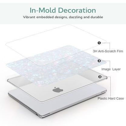 B BELK Compatible with MacBook Air 13 inch Case M5 2026 2025 2024-2022 M4 M3 M2 A3449 A3240 A3113 A2681, Plastic Hard Shell+Keyboard Cover+Screen Protector for MacBook Air 13.6 inch Case, Shiny Pearl - color: Shiny Pearl