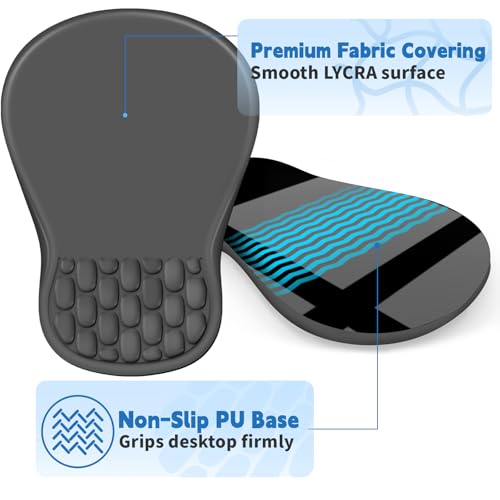 YIWEI Ergonomic Mouse Pad with Wrist Rest for Carpal Tunnel Pain Relief | Memory Foam Wrist Support,Non-Slip Rubber Base, Keyboard Computer Mousepad,Lycra Cloth Surface,Gaming Home Office - color: Dark Gray