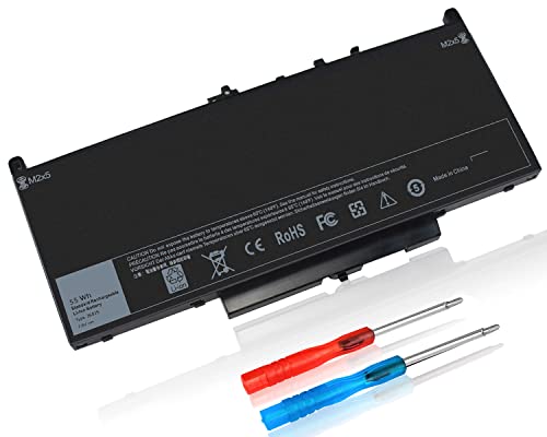 55Wh J60J5 7.6V 7470 7270 Laptop Battery for Dell Latitude E7470 E7270 451-BBSY 451-BBSX 451-BBSU WYWJ2 R1V85 MC34Y 242WD PDNM2 1W2Y2 GG4FM F1KTM NJJ2H 5F08V P61G001 P26S001 J6OJ5 - size: 9.35 x 4 x 0.25 inches J60J5 BATTERY