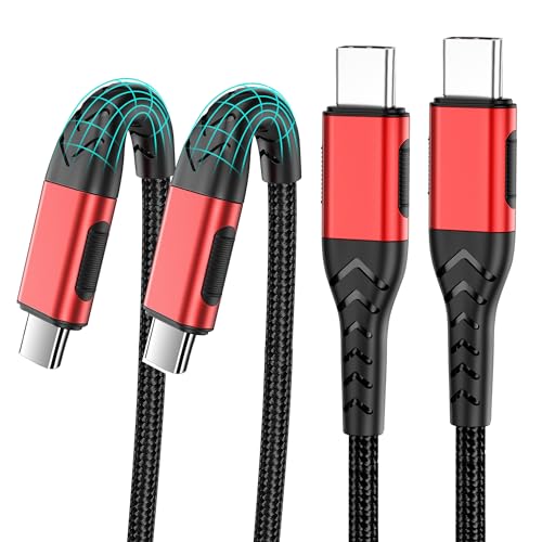 2Pack 10ft USB C to USB C Cable, 100W Fast Charging, Compatible with iPhone 15 Pro/Plus/Max, Android/Phone/Pad, Red - color: Red, size: 10ft