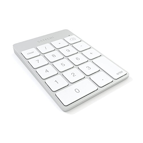Satechi Slim Aluminum Bluetooth Keypad, Wireless Number Pad with 18 Keys, Micro USB Rechargeable Numpad, External Number Pad for MacBook Air/Pro/Neo, iPad Air/Pro, iMac, PC - Silver - color: Silver, size: Micro USB
