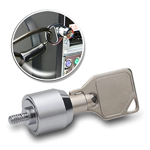 Silver Metal Desktop Computer Lock with Key, Anti-Theft, Modern Style, Works with Most Desktops & Docking Stations