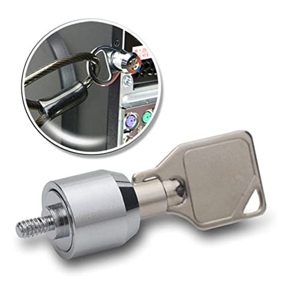 Silver Metal Desktop Computer Lock with Key, Anti-Theft, Modern Style, Works with Most Desktops & Docking Stations