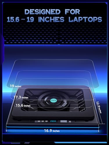 llano V12 Gaming Laptop Cooling Pad Laptop Cooler Laptop Cooling Fan Stand | 5.5 Inch Turbofan, Airtight Pressure Chamber, for 15.6-19in Laptop, Adjustable Speed, Dustproof, 3-Port USB Hub, Black (RGB) - color: Black RGB