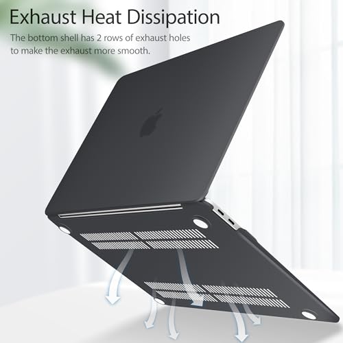 May Chen Compatible with New MacBook Air 13 inch Case 2021 2020 2019 2018 Release, Plastic Hard Shell with Keyboard Case for MacBook Air 13 inch with Retina Dispaly Fits Touch ID, Bllack - color: Black